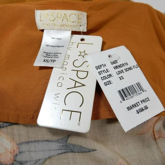 L*SPACE Wendy Floral Wrap Maxi Cover up DRESS Size XS Love Song Orange NEW $158 - Picture 11 of 12
